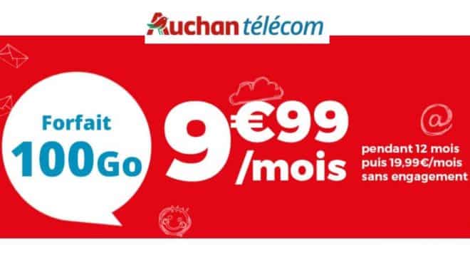 Forfait 100Go Auchan Telecom à 9,99€