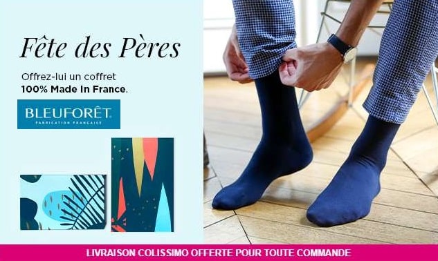 Offre spéciale Fête des Peres Bleuforet : livraison gratuite sur tout le site (chaussettes et coffret chaussettes française)