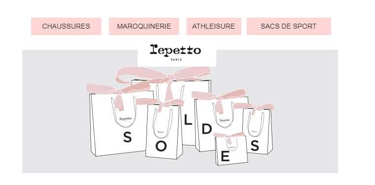 Soldes Repetto : jusqu’à -50% sur des chaussures, maroquinerie, vêtements sport, sacs de sport et danse