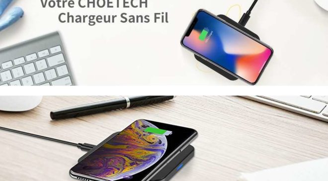 chargeur sans fil QI Choetech (smartphone & IPhone) différents coloris