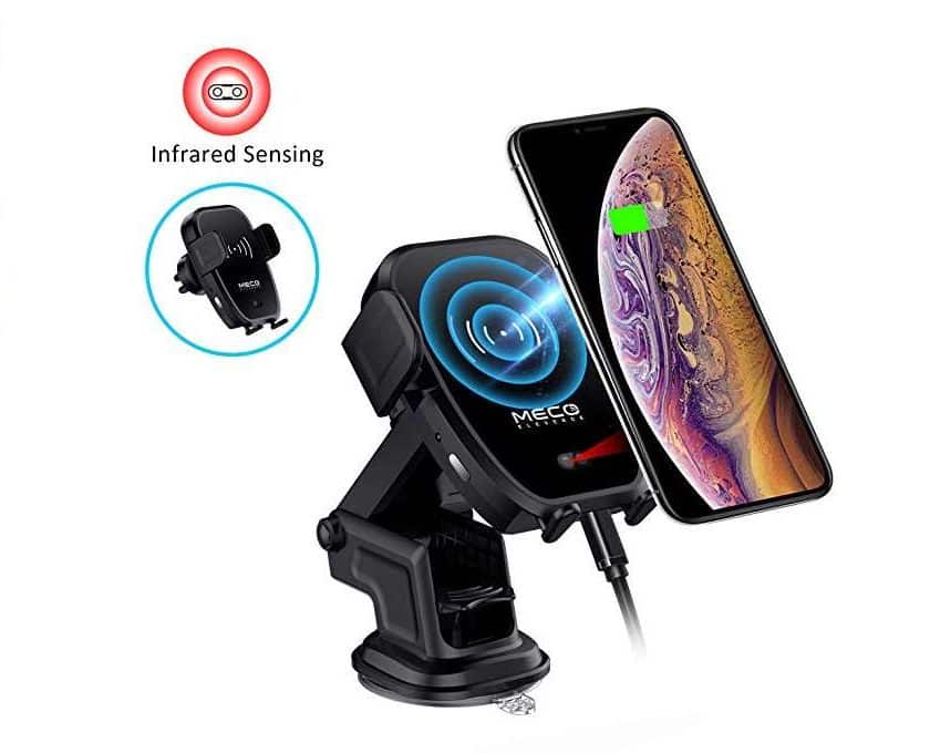 support-chargeur QI sans fil avec capteur infrarouge de voiture 10W Meco Eleverde