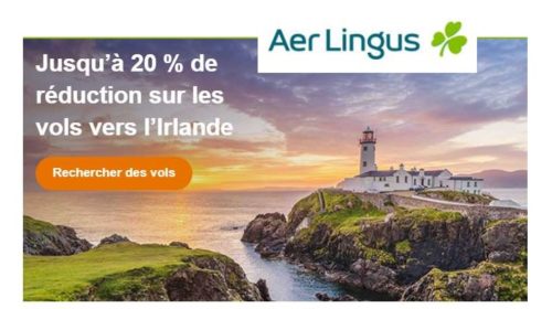 Jusqu'à 20 % sur votre prochain vol Aer Lingus vers Dublin depuis la France