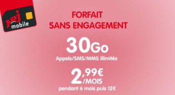 Vente Privée NRJ Mobile forfait 30Go à 2,99€ (Appels/SMS/MMS illimités) pendant 6 mois