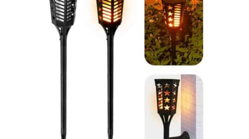 le lot de 2 lampes solaires flammes vacillantes grille étoile