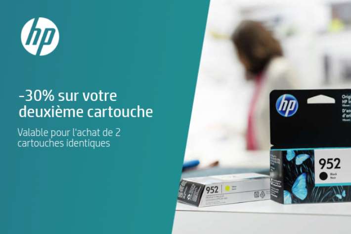 30% de réduction sur votre deuxième cartouche d’encre HP (livraison gratuite dès 15€)