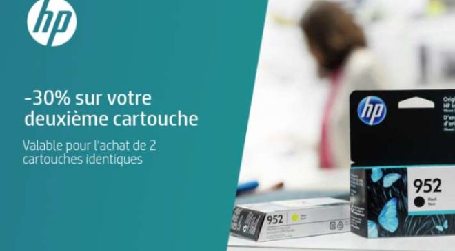 réduction sur votre deuxième cartouche d'encre HP