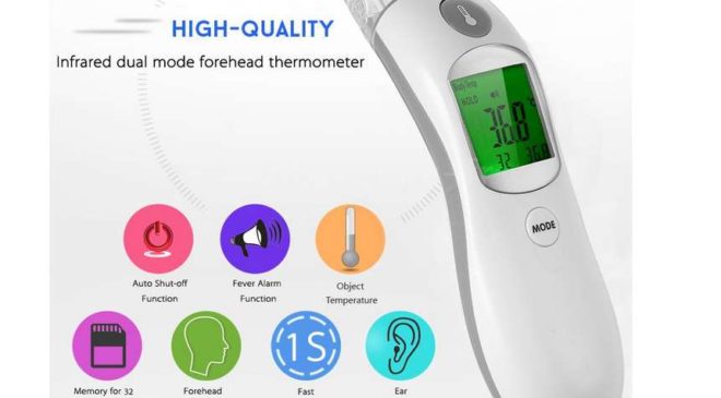 thermomètre infrarouge oreille ou front (écran digital, mémoire