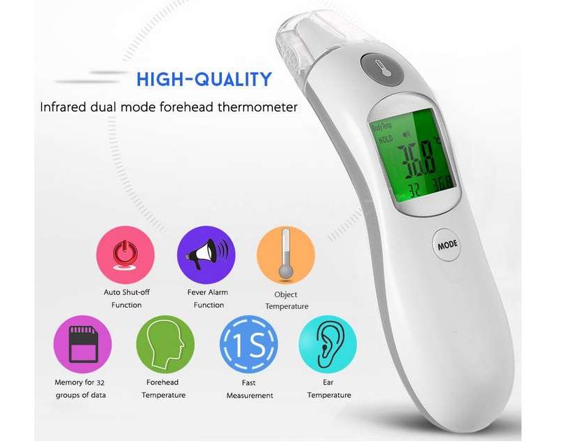 thermomètre infrarouge oreille ou front (écran digital, mémoire