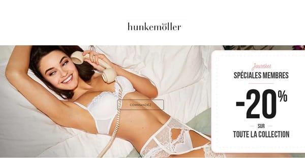 20% de remise sur toute la lingerie Hunkemöller à partir de 2 articles