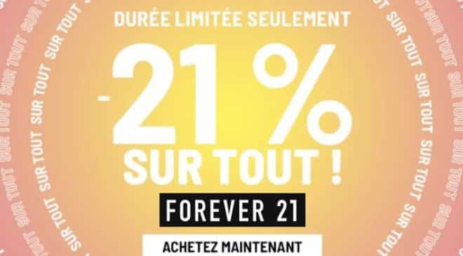 21% de remise sur tout le site Forever 21