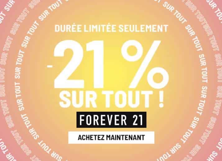 21% de remise sur tout le site Forever 21