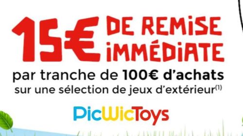 15€ de remise par tranche 100€ sur les jeux d’extérieur sur PicWicToys