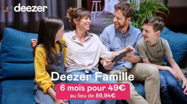 Abonnement Deezer Famille à moitié prix en vente privée