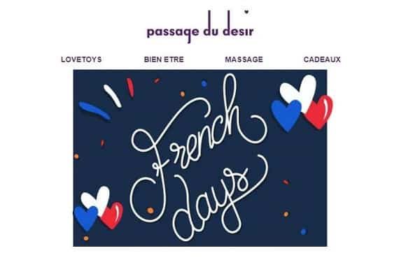 Sexy French Days Passage du Désir : 25% de remise sur toute la gamme de marque Passage du Désir