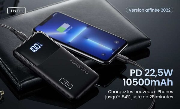 batterie externe INIU BI-B6 10500mAh avec affichage digital