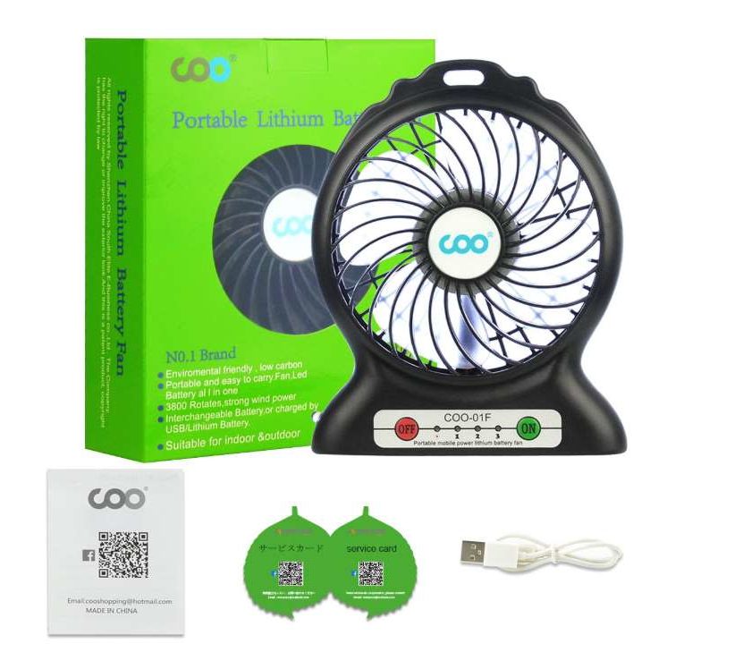 ventilateur USB 3 vitesses avec batterie COO