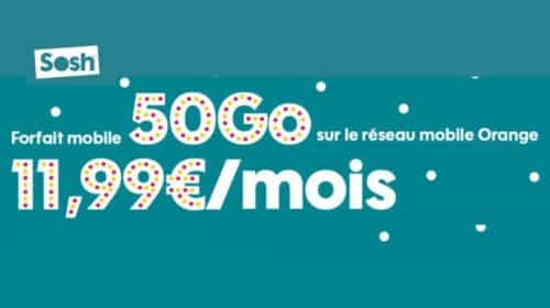 11,99€ Forfait 50Go SOSH Appels