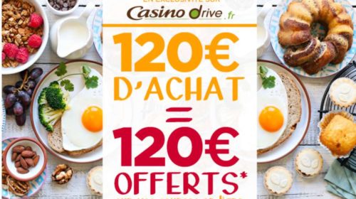 120€ d’achat sur Casino Drive 120€ offerts en 4 bons d’achat