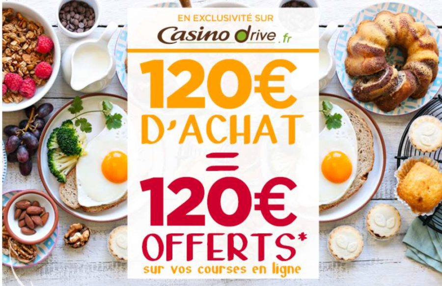 120€ d’achat sur Casino Drive = 120€ offerts en 4 bons d’achat