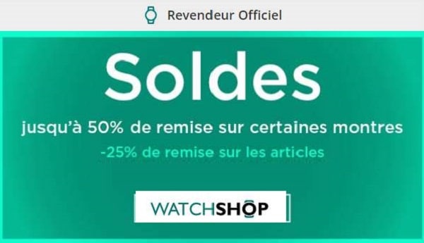 25% de remise supplémentaire sur les promotions de Watchshop (montres et bijoux)