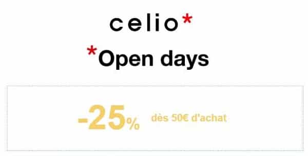 25% De Remise Sur Celio Dès 50€ Pour Les Open Days