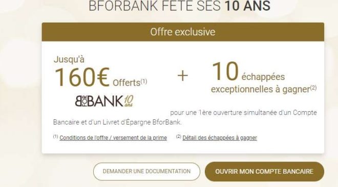 Anniversaire BforBank jusqu’à 160€ offerts