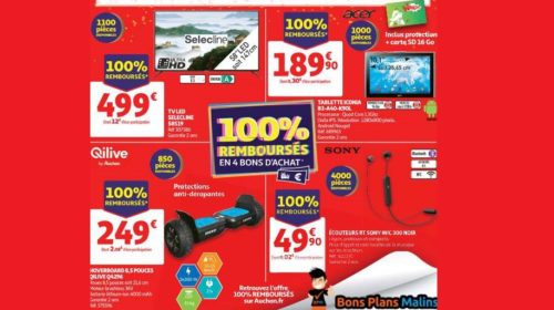 Mercredi 23 octobre 2019 4 articles High-tech 100% remboursés par Auchan