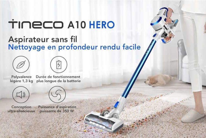 aspirateur balai Tineco A10 sans fil sans sac forte aspiration batterie lithium