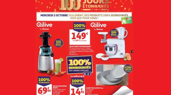 Catalogue Auchan des produits 100% remboursés du mercredi 2 octobre 2019