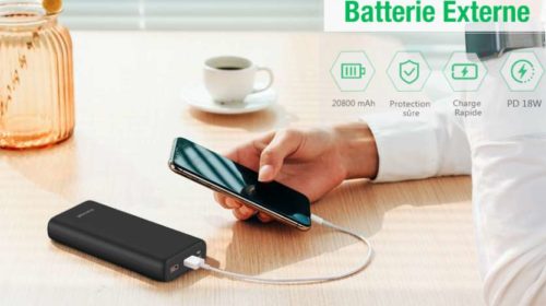 batterie externe Charmast 20800mAh dont port USB C Power Delivery & Quick Charge