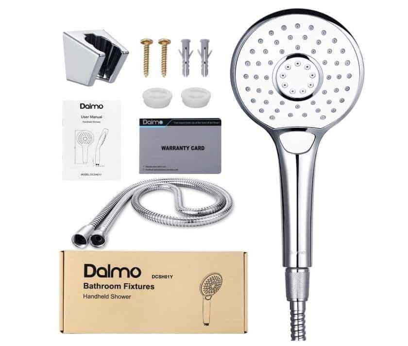 kit pommeau de douche 3 jets flexible 1,5m acier et fixation Dalmo