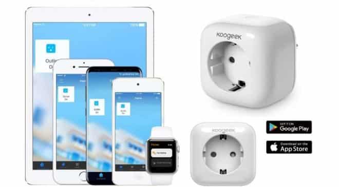 prise connectée Wi-Fi Koogeek appli, Apple HomeKit, Amazon Echo, Google Home Siri, Alexa, Google Assistant