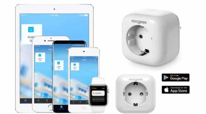 prise connectée Wi-Fi Koogeek appli, Apple HomeKit, Amazon Echo, Google Home Siri, Alexa, Google Assistant