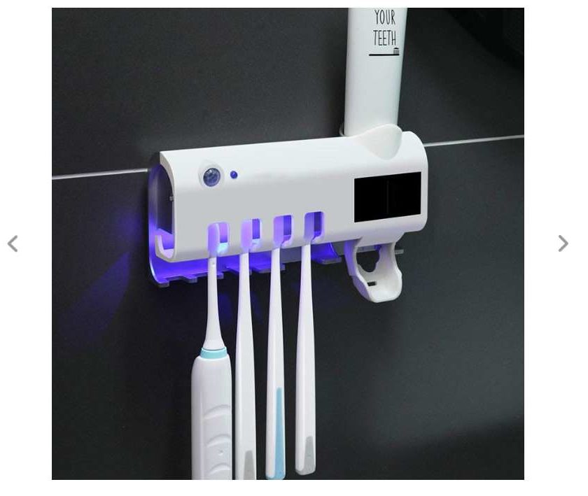 support désinfectant solaire pour brosse à dent, rasoir, tube dentifrice