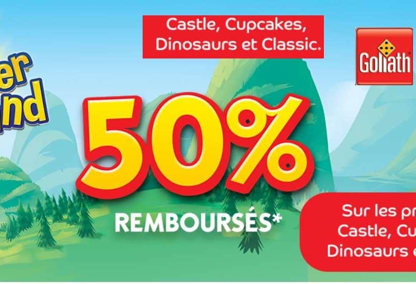 1 produit Super Sand Goliath acheté = 50% remboursés 2019