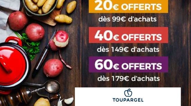 20€ de remise sur votre commande Toupargel de 99€