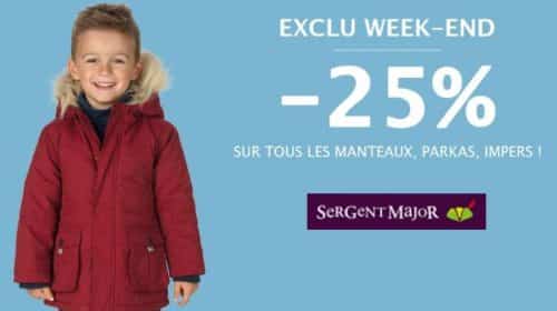 25% de remise sur les manteaux et parkas Sergent Major