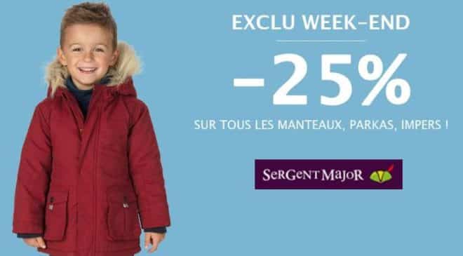 25% de remise sur les manteaux et parkas Sergent Major