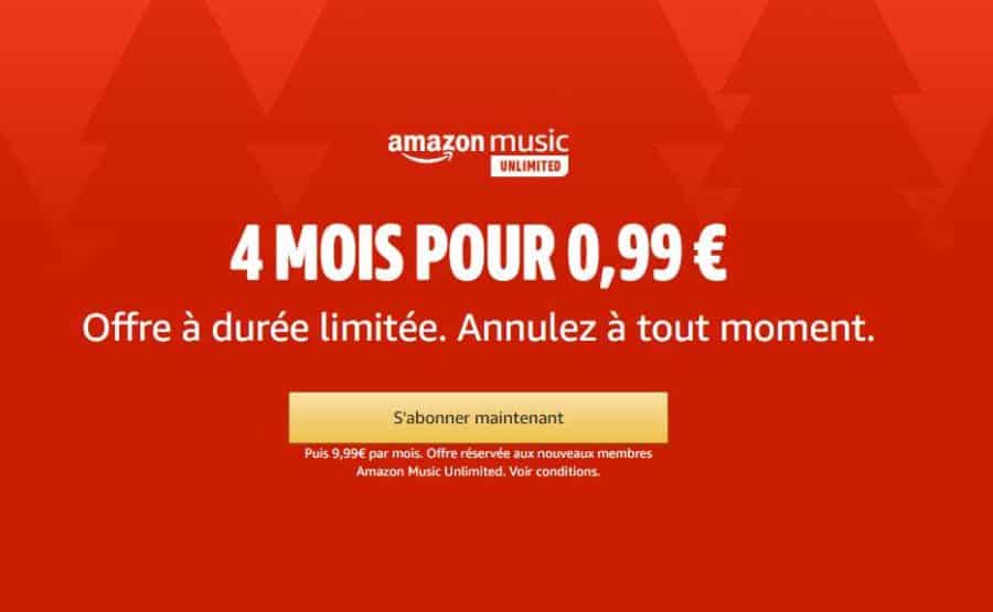 4 mois d’abonnement Amazon Music pour seulement 0,99€ (nouveaux membres) sans engagement