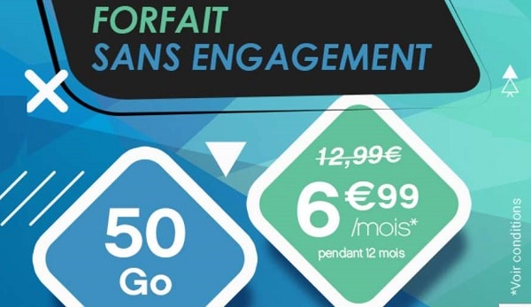 6,99€ le forfait sans engagement illimité 50 Go Coriolis (pendant 12 mois)