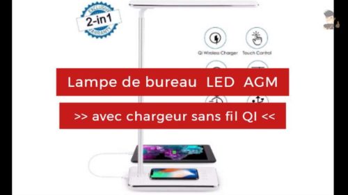 Lampe de bureau LED avec chargeur sans fil Qi intégré AGM