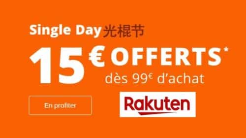 Rakuten Single's Day -15€ de remise dés 99€