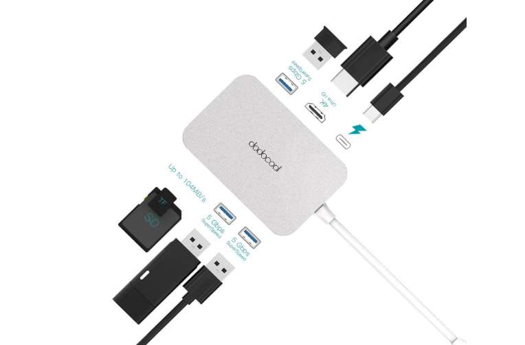 seulement 13,49€ adaptateur HUB 7 en 1 dodocool (ports USB C, USB 3.0, HD 4K, carte SD)