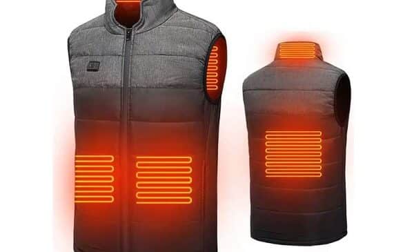 gilet chauffant usb 4 zones (3 niveaux de chauffage) pour randonnée, ski, chasse