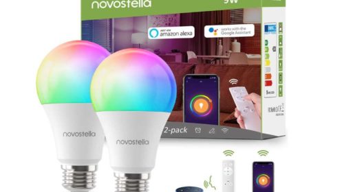 lot de 2 ampoules WiFi LED Novostella avec télécommande et compatibles Google Home et Alexa