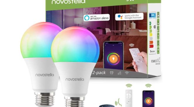 lot de 2 ampoules WiFi LED Novostella avec télécommande et compatibles Google Home et Alexa