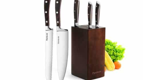 lot de 5 couteaux de cuisine professionnels Homever avec bloc en bois