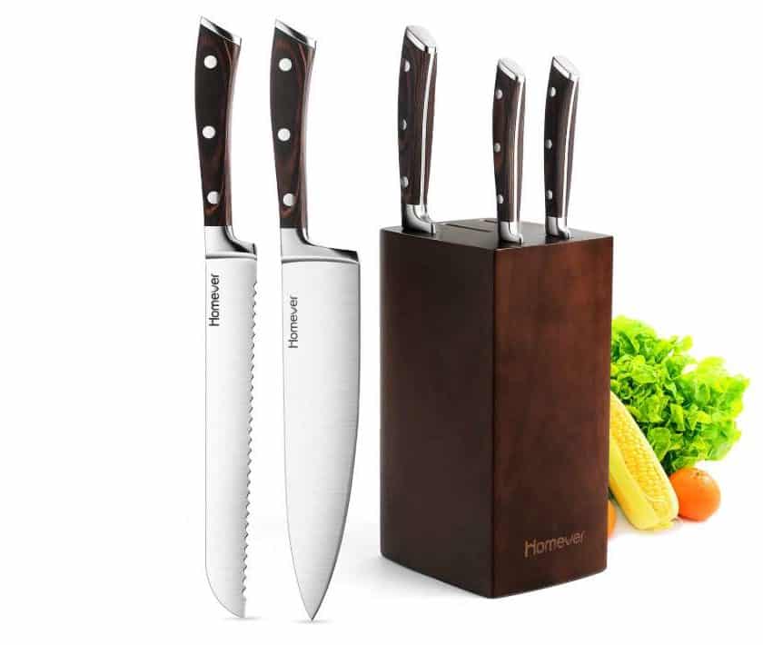 lot de 5 couteaux de cuisine professionnels Homever avec bloc en bois