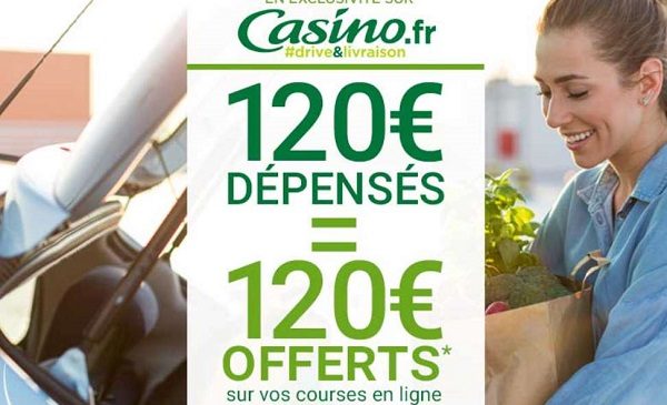 120€ d’achat sur casino drive = 120€ offerts en 4 bons d’achat