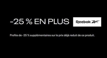 25% de remise supplémentaire sur des milliers d’articles Reebok en promotion + livraison gratuite dés 25€